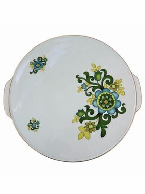 Vintage Porcelain PMR Jaeger & Co Bavaria Germany Chop Plate Large 12” Floral